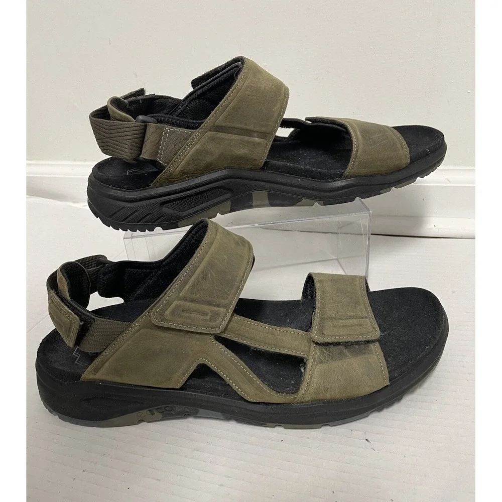 ECCO X-Trinsic Mens Size 12  Olive Green Leather Sport Flat Sandal Camo Soles